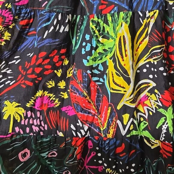 Serengeti Colorful Floral Tiered Midi Skirt Tropical Island Vacation Coastal - Picture 8 of 14